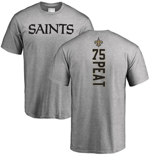Men New Orleans Saints Ash Andrus Peat Backer NFL Football #75 T Shirt->new orleans saints->NFL Jersey